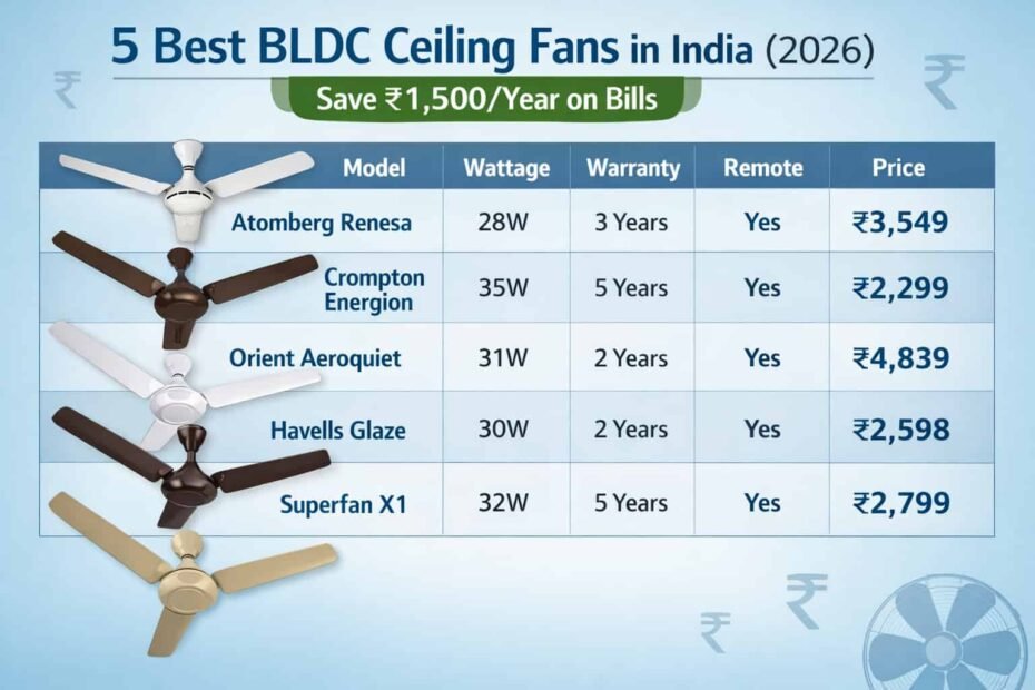 5 Best BLDC Ceiling Fans in India (2026)