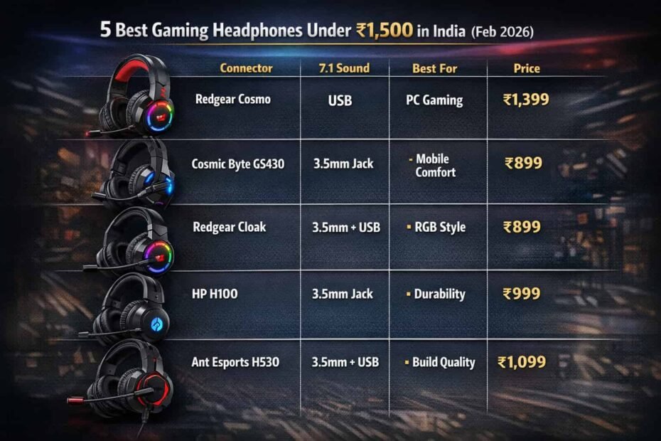 5 Best Gaming Headphones Under ₹1,500 in India