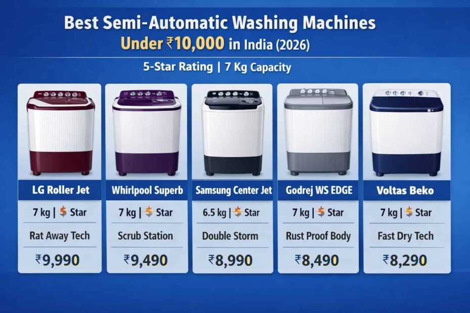 5 Best Semi-Automatic Washing Machines Under ₹10,000 in India