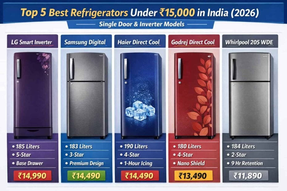 Top 5 Best Refrigerators Under ₹15,000 in India (2026) – Single Door & Inverter