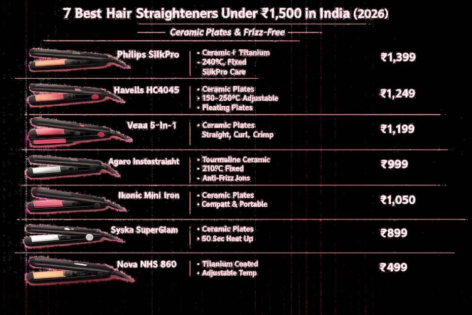 7 Best Hair Straighteners Under ₹1,500 in India (2026)