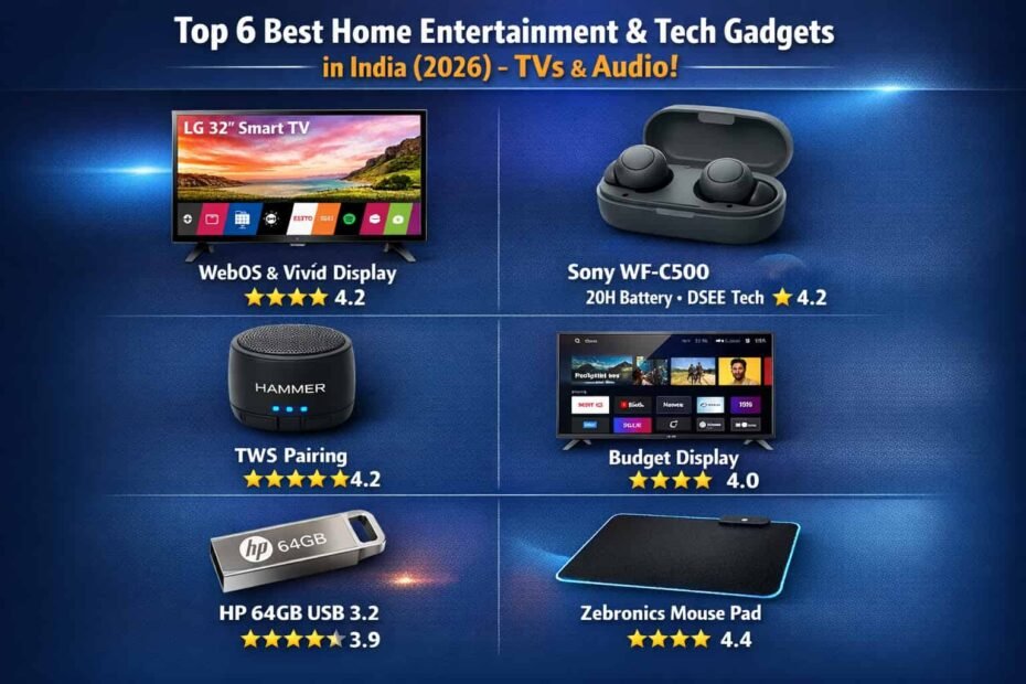 Top 6 Best Home Entertainment & Tech Gadgets in India (2026) – TVs & Audio!