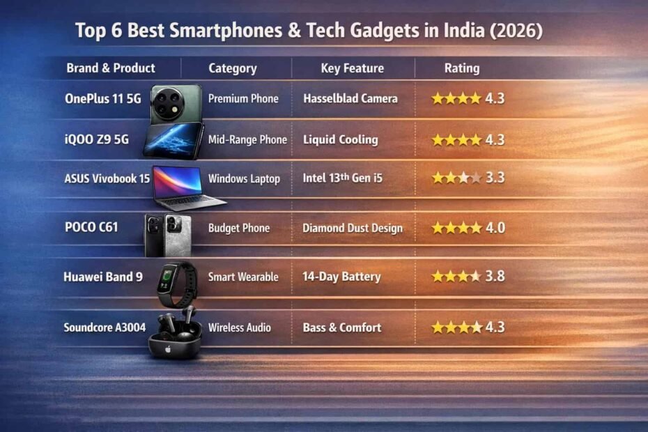 Top 6 Best Smartphones & Tech Gadgets in India (2026) – Flagships & Laptops