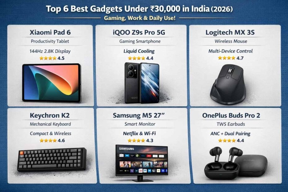 Top 6 Best Gadgets Under ₹30,000 in India (2026) – Gaming, Work & Daily Use!