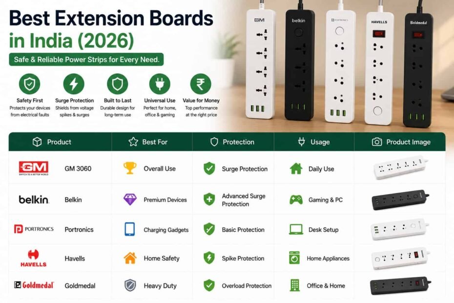 Best Extension Boards in India (2026) – Safe & Reliable Power Strips