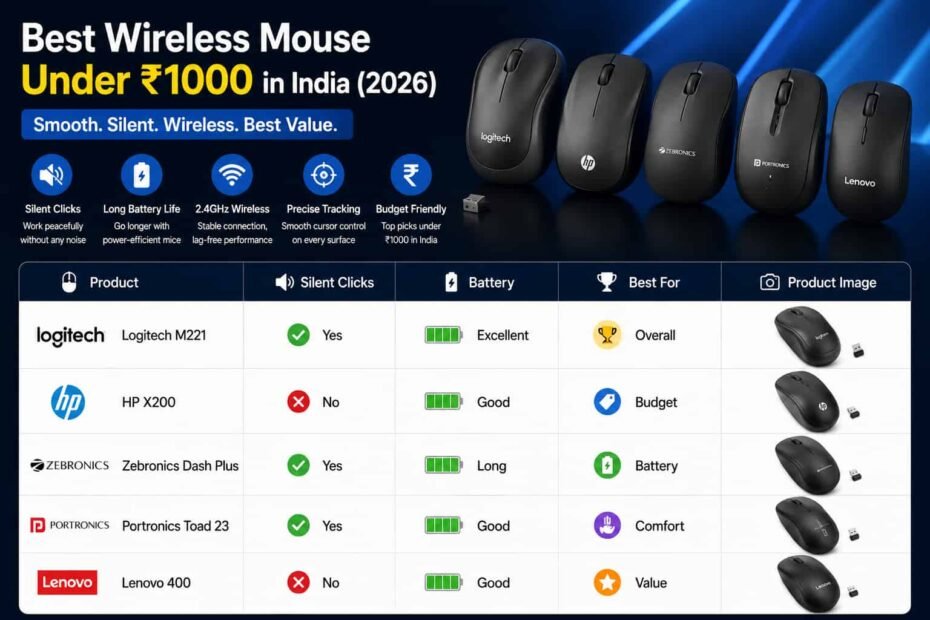 Best Wireless Mouse Under ₹1000 in India (2026)