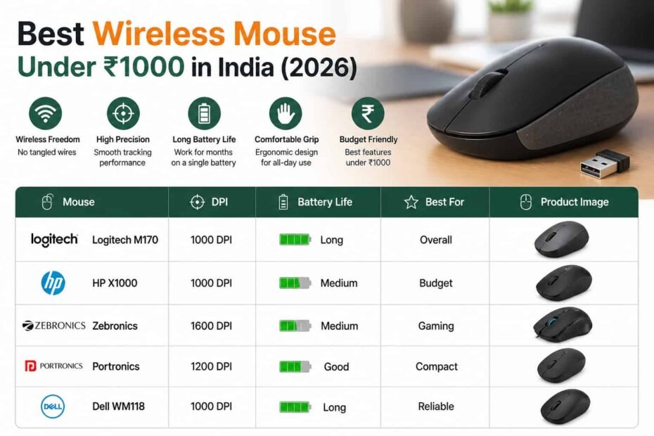 Best Wireless Mouse Under ₹1000 in India (2026)