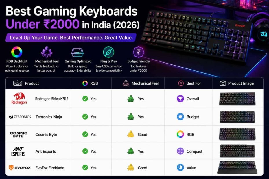 Best keyboards under ₹2000 for gaming