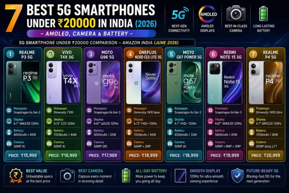 7 Best 5G Smartphones Under ₹20000