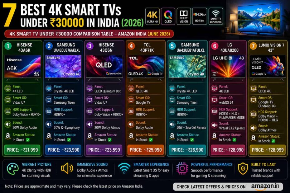 Best 4K Smart TV Under 30000 India