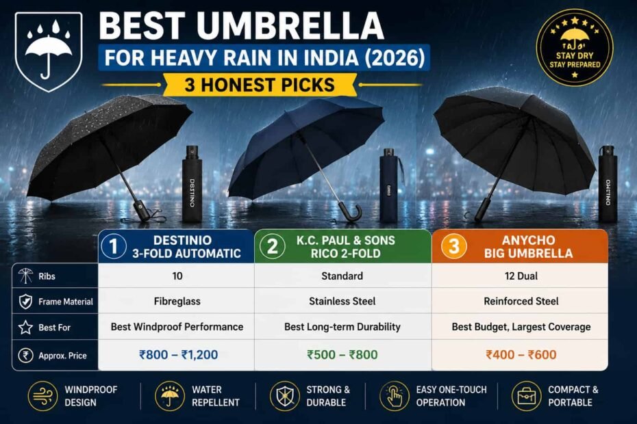 Best umbrellas for heavy rain in India